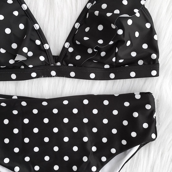 polka dot high waisted ruffle bikini - Picture 3 of 8